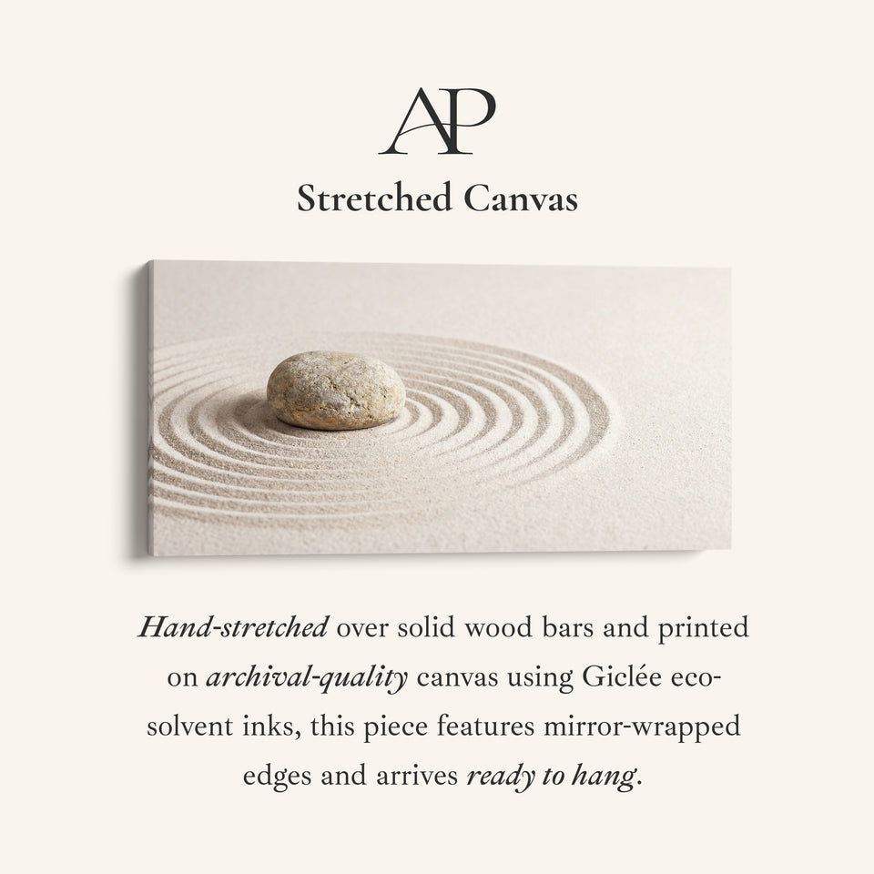 Zen Stone Above Bed Wall Art Horizontal Canvas Print For Living Room