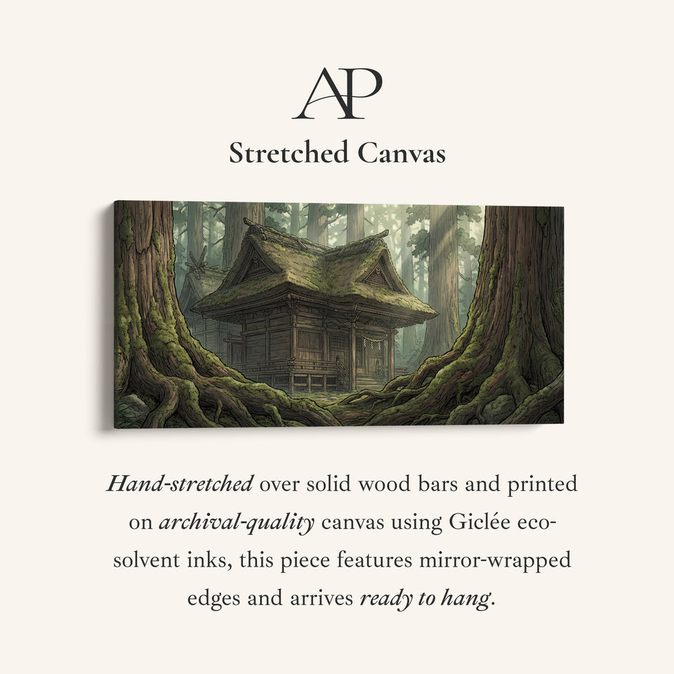 Forest Shrine Above Soft Wall Art Panoramic Canvas Print For Hallway