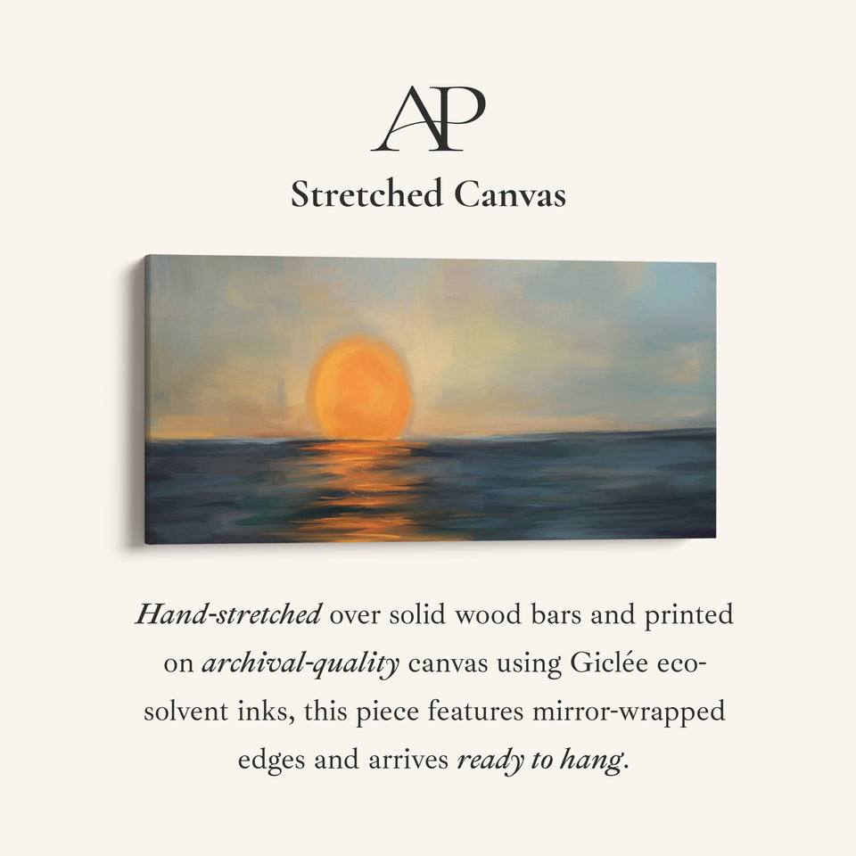 Ocean Sunset Large Wall Art Panoramic Canvas Print For Bedroom