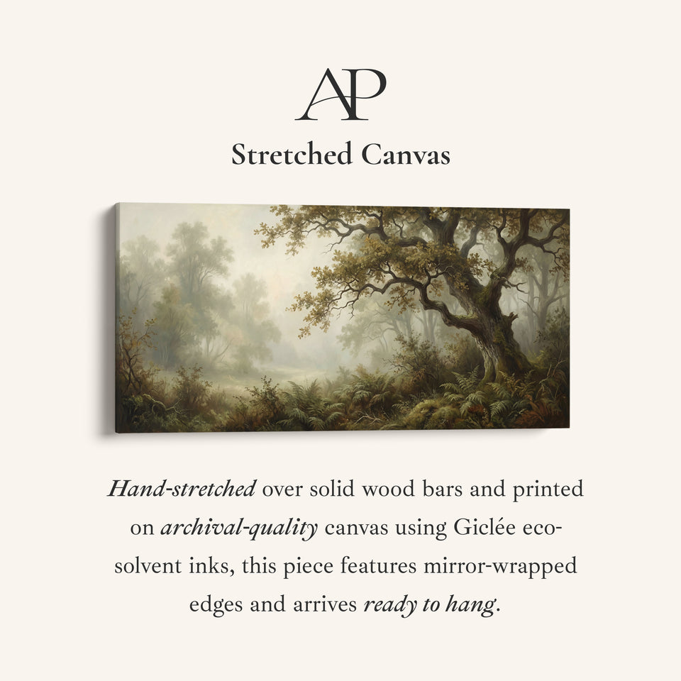 Misty Woodland Wide Framed Canvas Oversized Wall Decor For Living Room