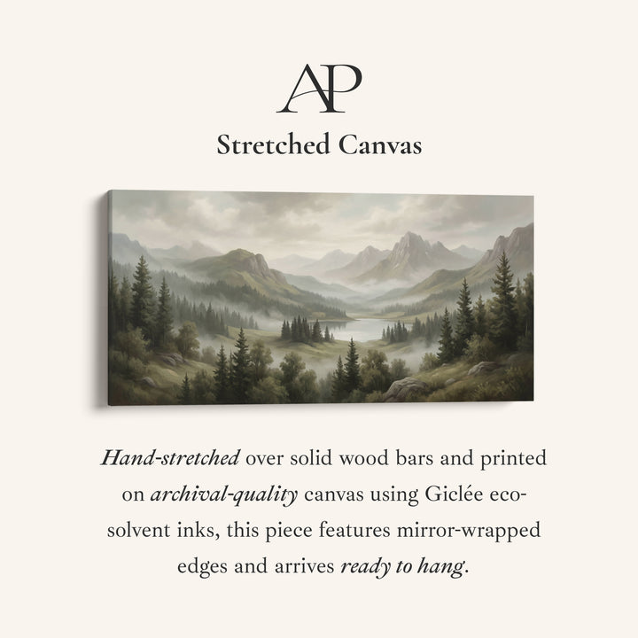 Above Bed Wall Art Misty Mountain Lake Valley Extra Wide Canvas For Living Room