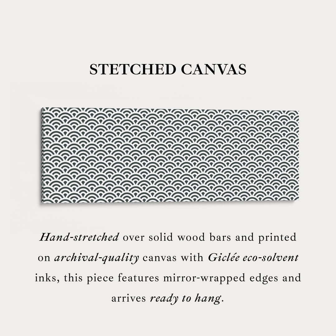 Horizontale wanddecoratie zwart-witte Japandi golven