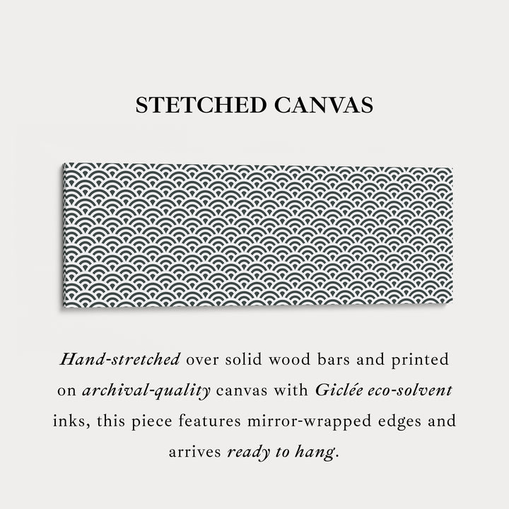 Horizontale wanddecoratie zwart-witte Japandi golven