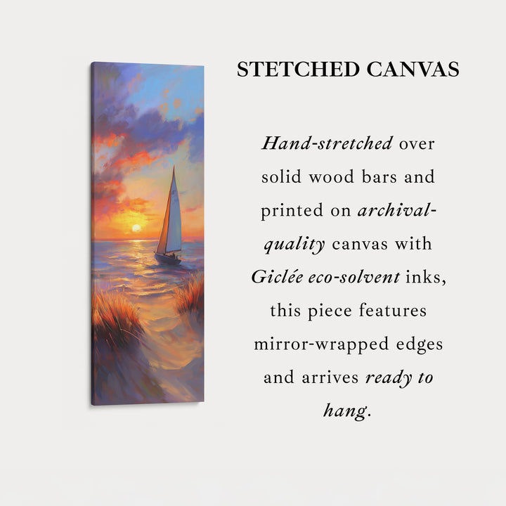 Sunset Sailing Boat Vertical Artwork
