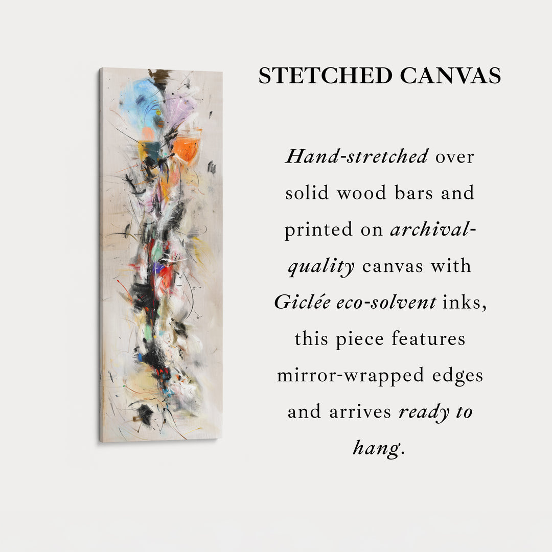 Long Narrow Vertical Colourful Abstract Large Canvas Wall Art