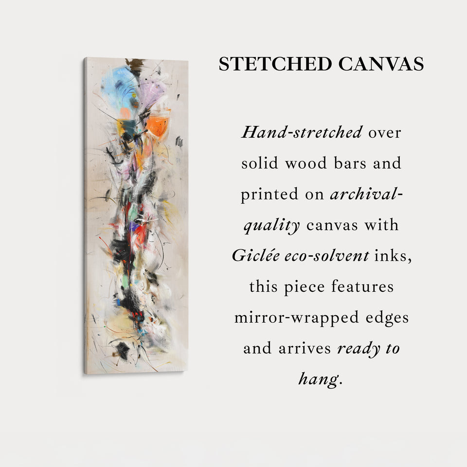 Long Narrow Vertical Colourful Abstract Large Canvas Wall Art