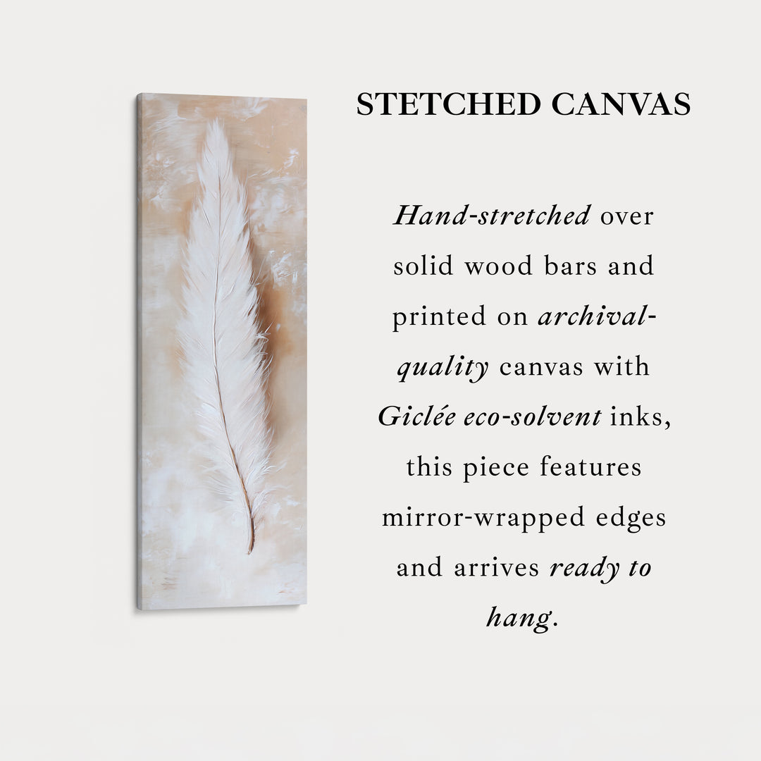 Large Canvas Wall Decor, Vertical Long Feather Wall Art