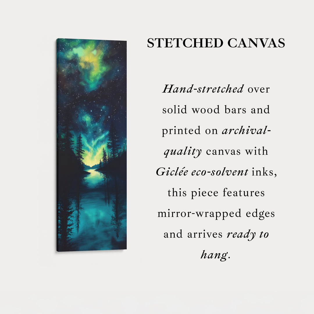 Aurora Borealis Large Frame Wall Decor Long Narrow Vertical Wall Art