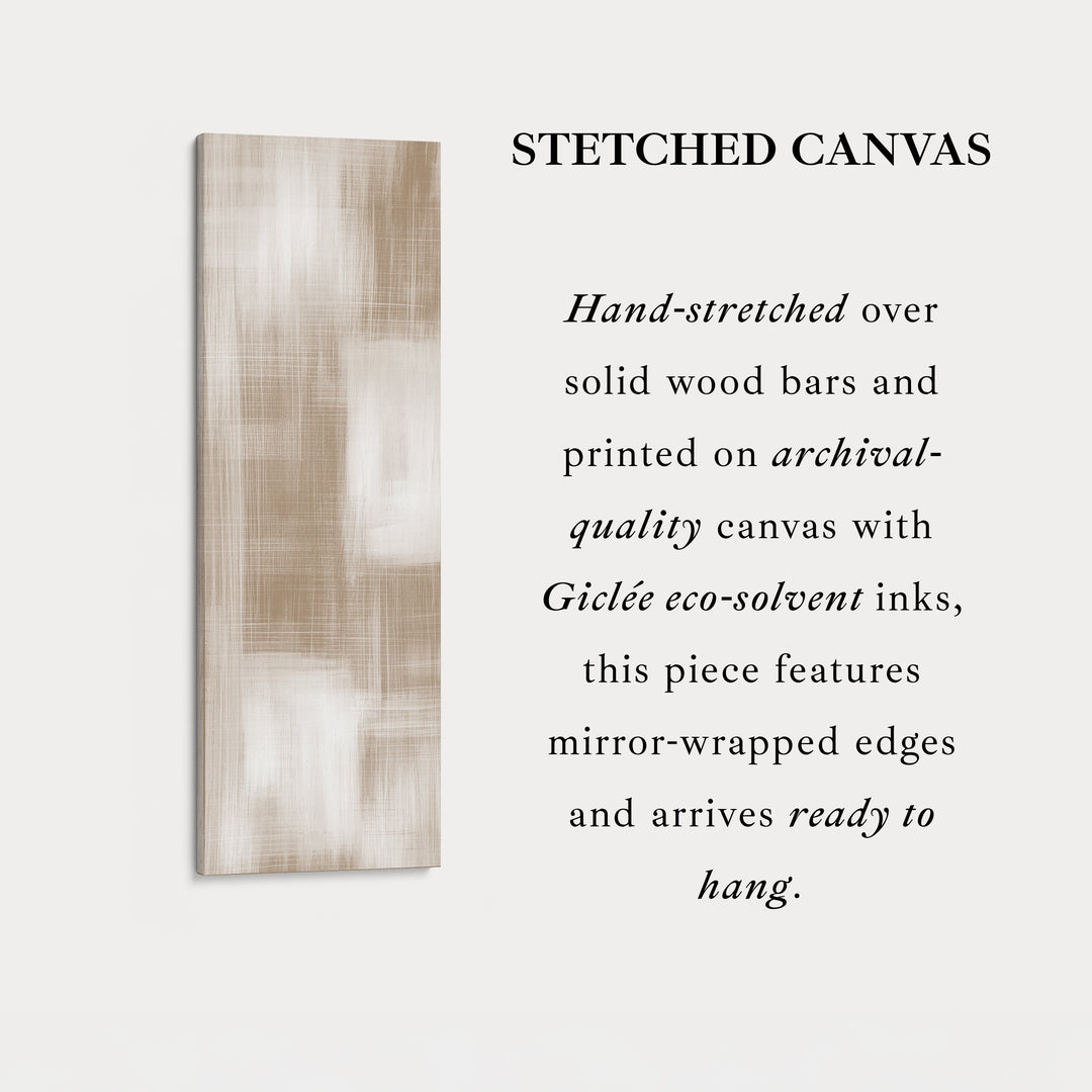Beige & White Abstract Vertical Wall Decor Large Framed Canvas