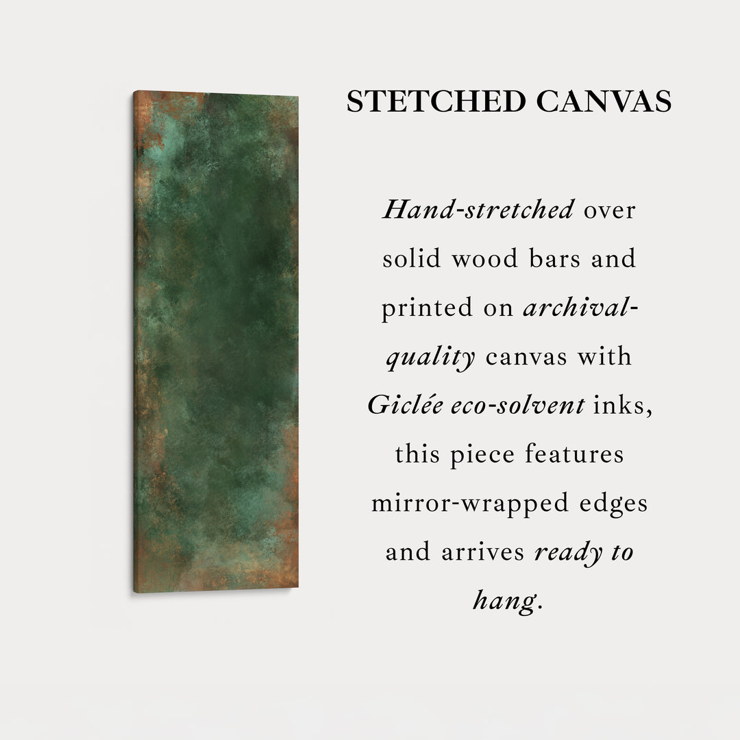 Dark Green and Copper Abstract Vertical Wall Art Large Canvas Wall Decor