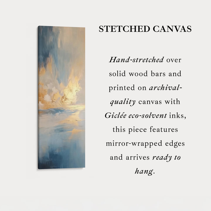 Large Framed Pictures - Abstract Blue & Gold Ocean Vertical Long Wall Art