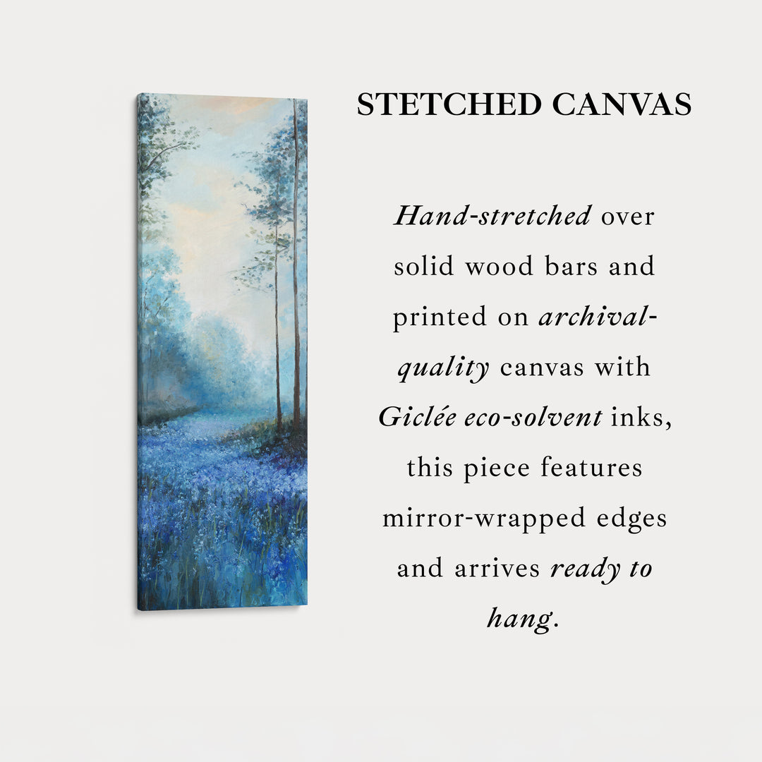 Vertical Long Wall Art Bluebell Forest Large Canvas Decor