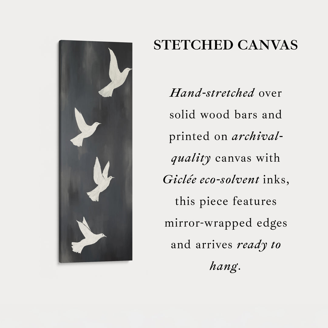 Minimalist Bird Large Painting Vertical Long Wall Art Large Canvas Decor