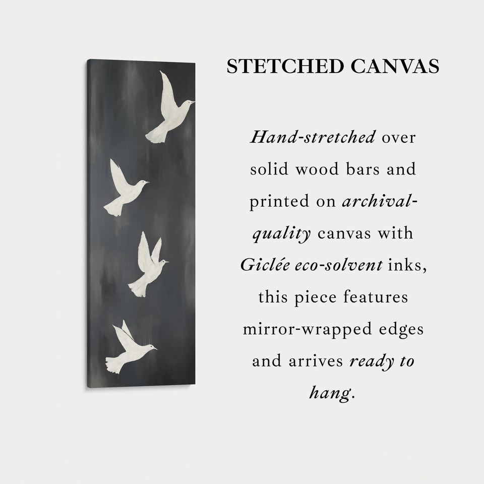 Minimalist Bird Large Painting Vertical Long Wall Art Large Canvas Decor