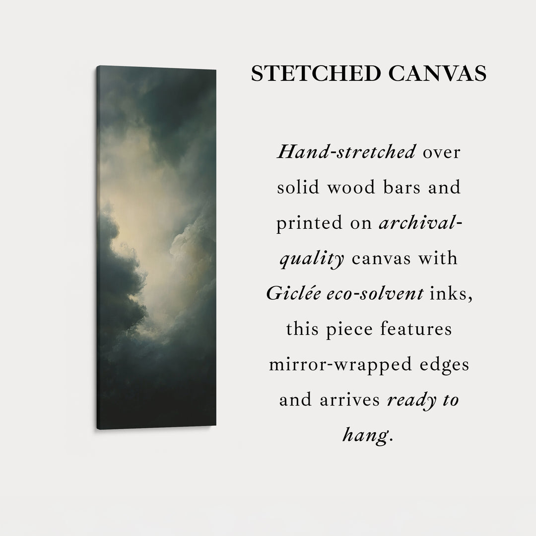 Large Canvas Dramatic Cloud Framed Wall Art Long Vertical Wall Decor