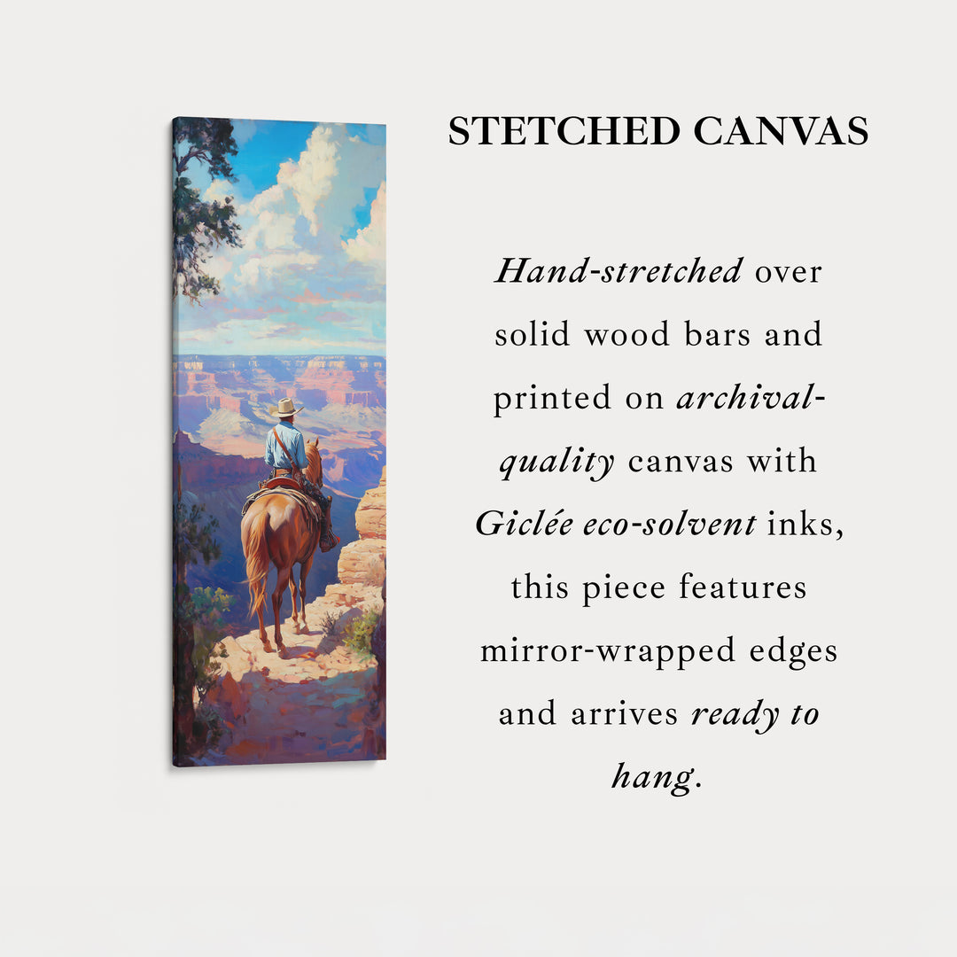Western Cowboy Large Canvas Framed Wall Art Long Vertical Wall Decor
