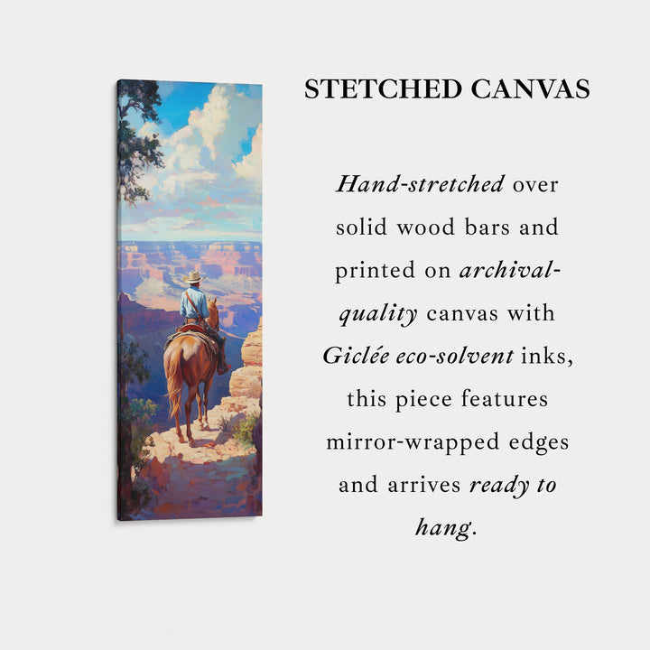 Western Cowboy Large Canvas Framed Wall Art Long Vertical Wall Decor