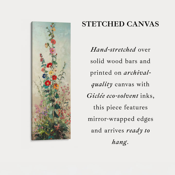 Floral Long Vertical Skinny Large Framed Canvas Decor
