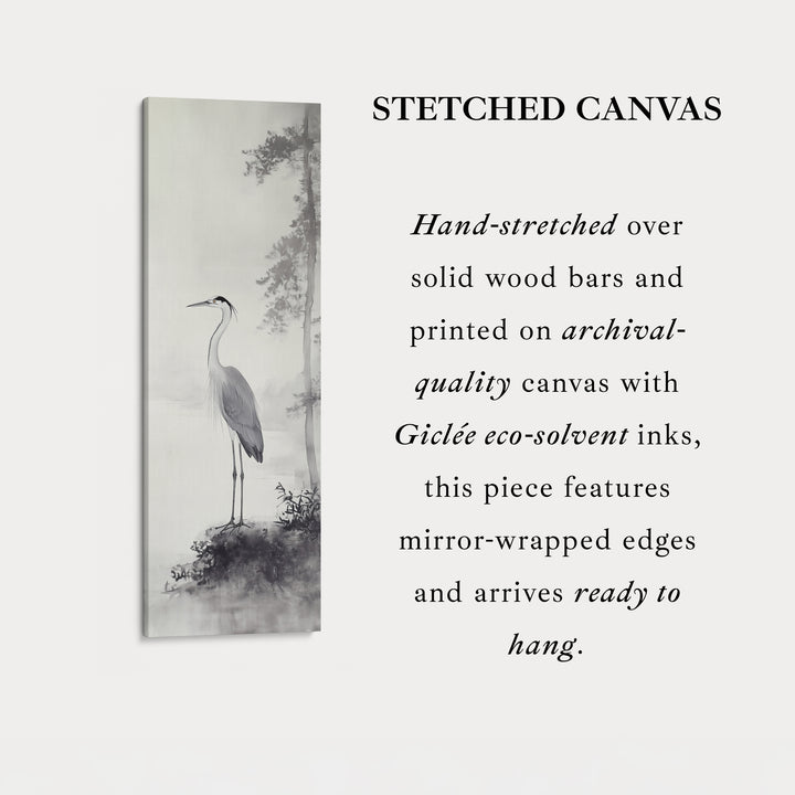 Vintage Heron Narrow Tall Wall Art Large Framed Picture