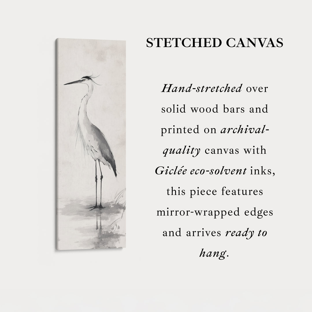 Neutral Heron Narrow Tall Wall Art Large Framed Picture