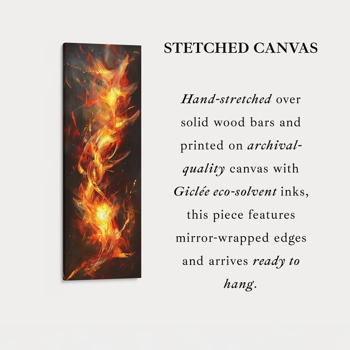 Abstract Flames Long Narrow Vertical Large Canvas Wall Decor