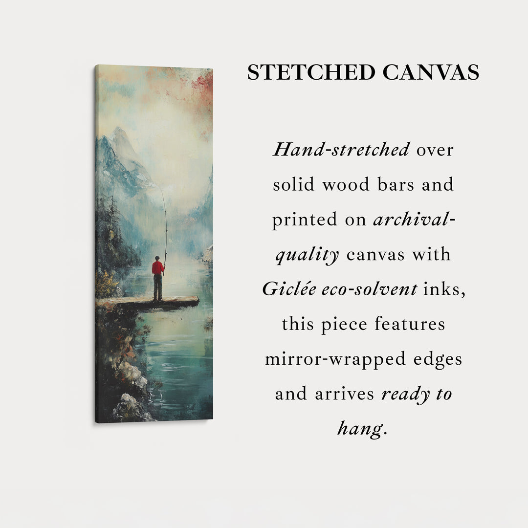 Long Narrow Vertical Large Canvas Wall Decor Fishing