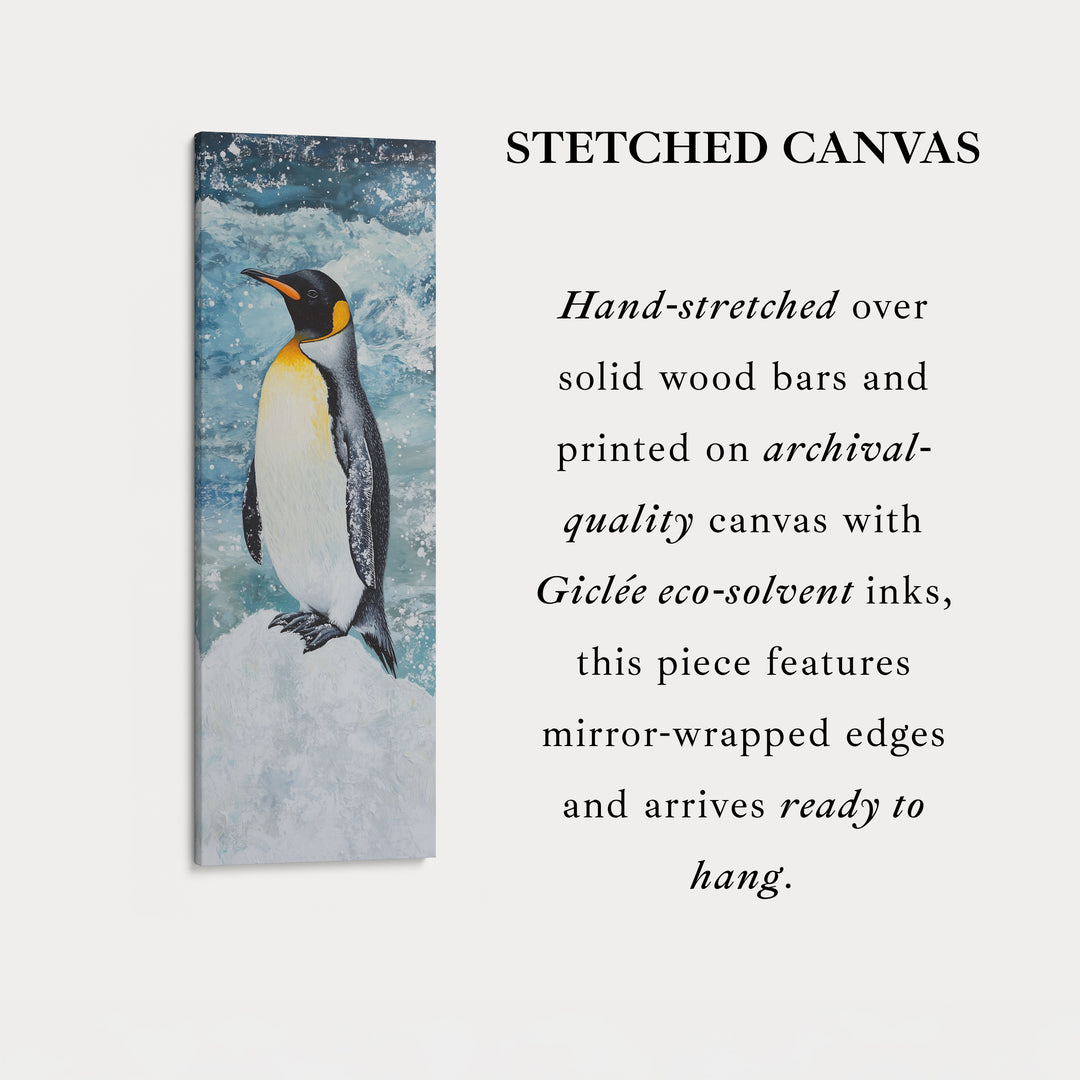 Emperor Penguin Long Narrow Vertical Large Canvas Wall Decor