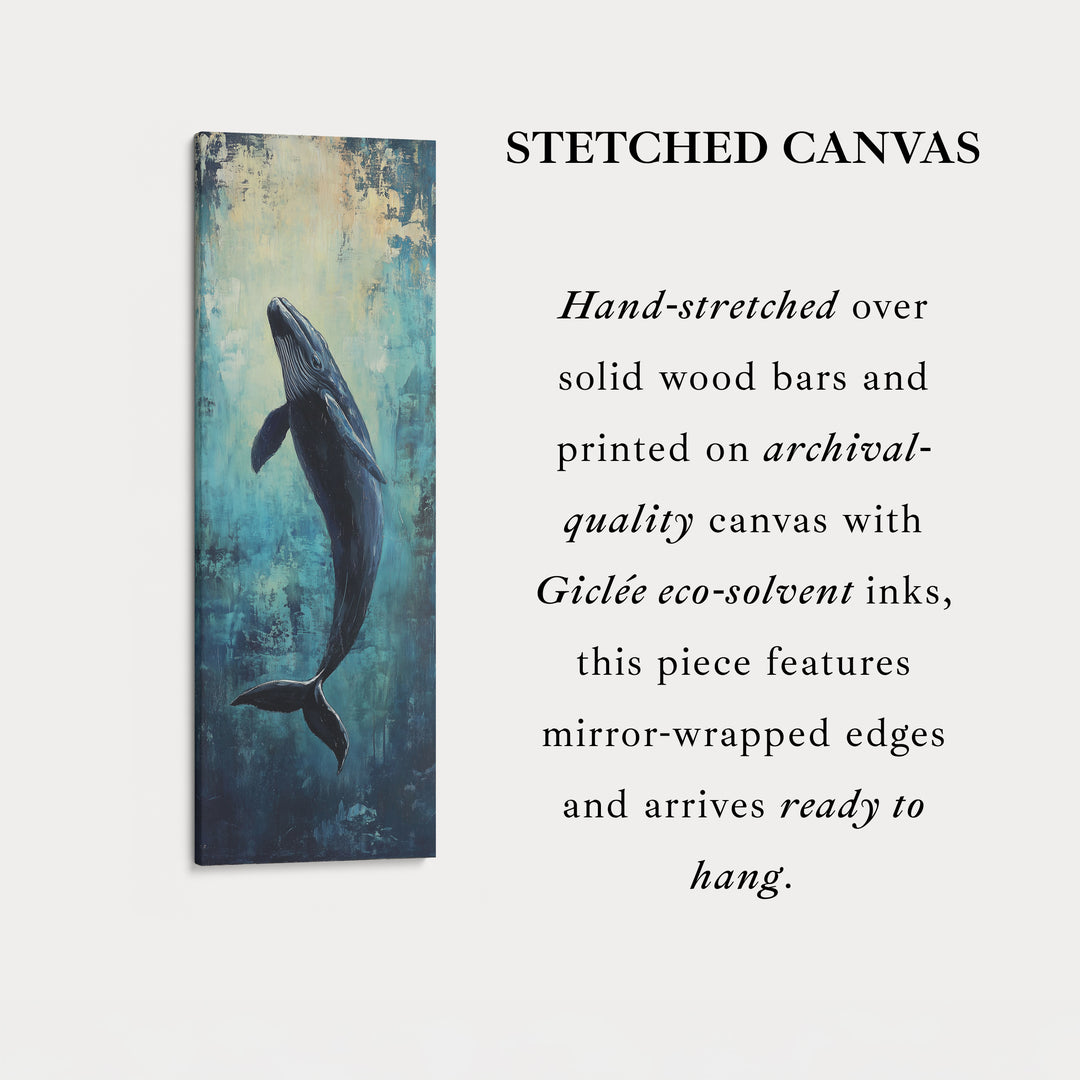Long Narrow Vertical Whale Large Canvas Wall Decor