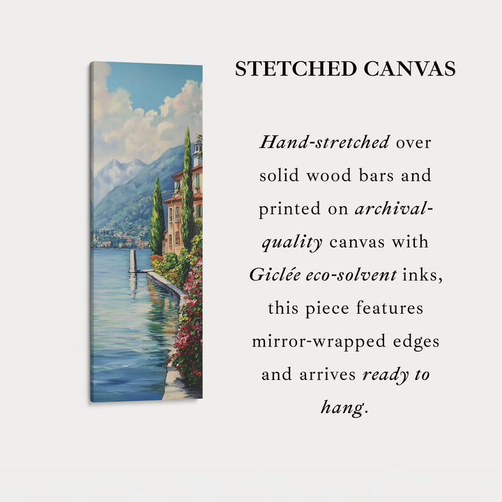 Lake Como Vertical Tall Wall Art Large Framed Canvas