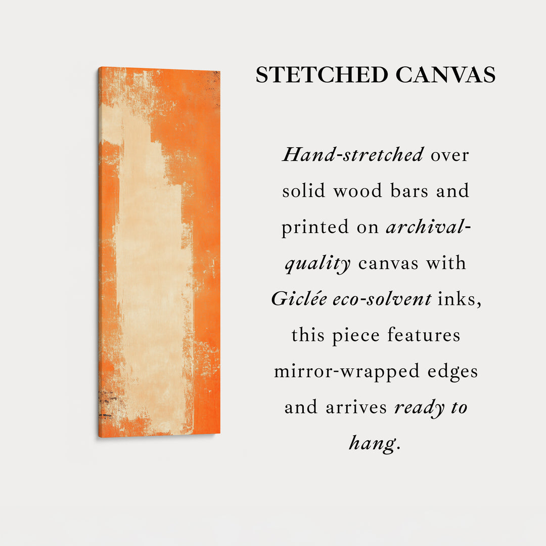 Abstract Orange Living Room Decor Vertical Wall Art - Tall Long Narrow Vertical