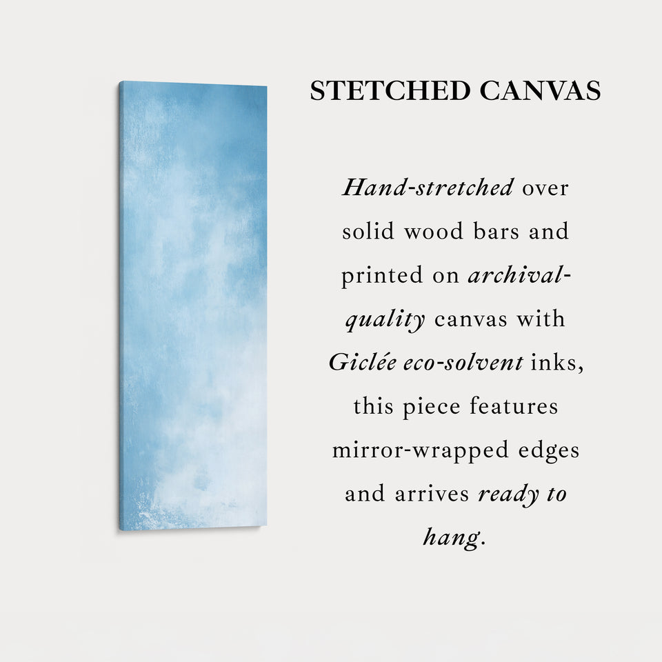 Lichtblauwe abstracte slaapkamerdecoratie verticale wandkunst - lang smal verticaal