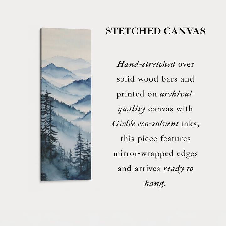 Watercolour Mountains Long Narrow Vertical Wall Art Large Canvas Wall Decor