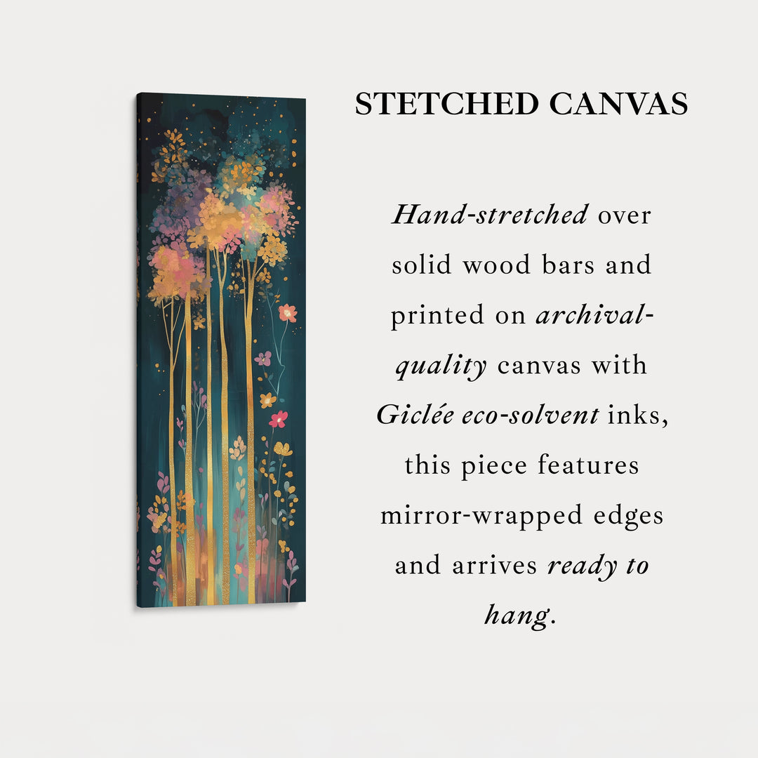 Golden Forest Long Narrow Vertical Wall Art Large Canvas Wall Decor