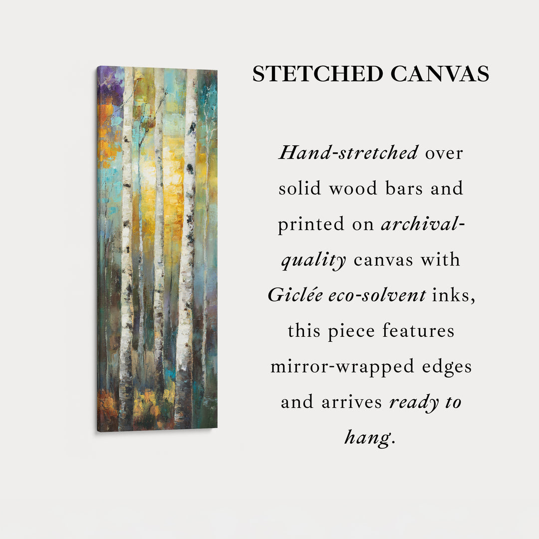 Birch Tree Long Narrow Vertical Wall Art Large Canvas Wall Decor
