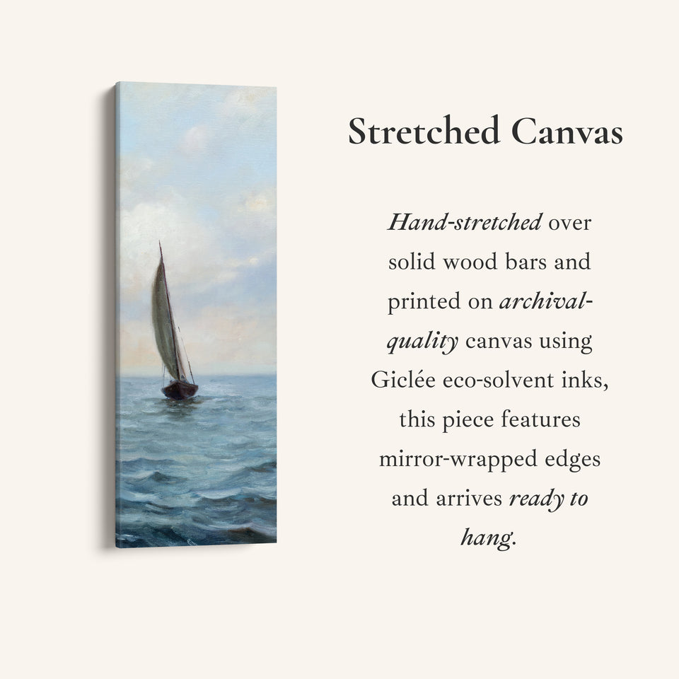 Narrow Wall Art Sailboat At Sea For Bedroom Coastal Scene