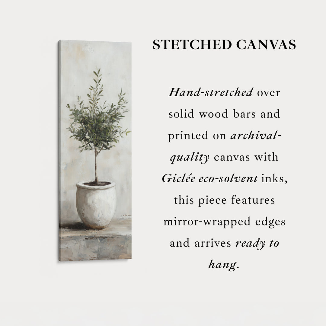 Rustic Olive Tree Long Narrow Vertical Wall Art Canvas