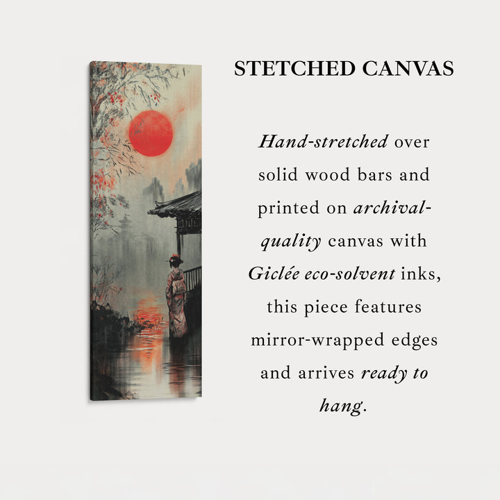 Japanese Geisha Long Narrow Framed Canvas Wall Art For Living Room