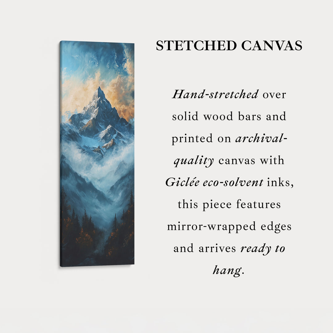 Paysage de montagne toile encadrée longue et étroite pour salon