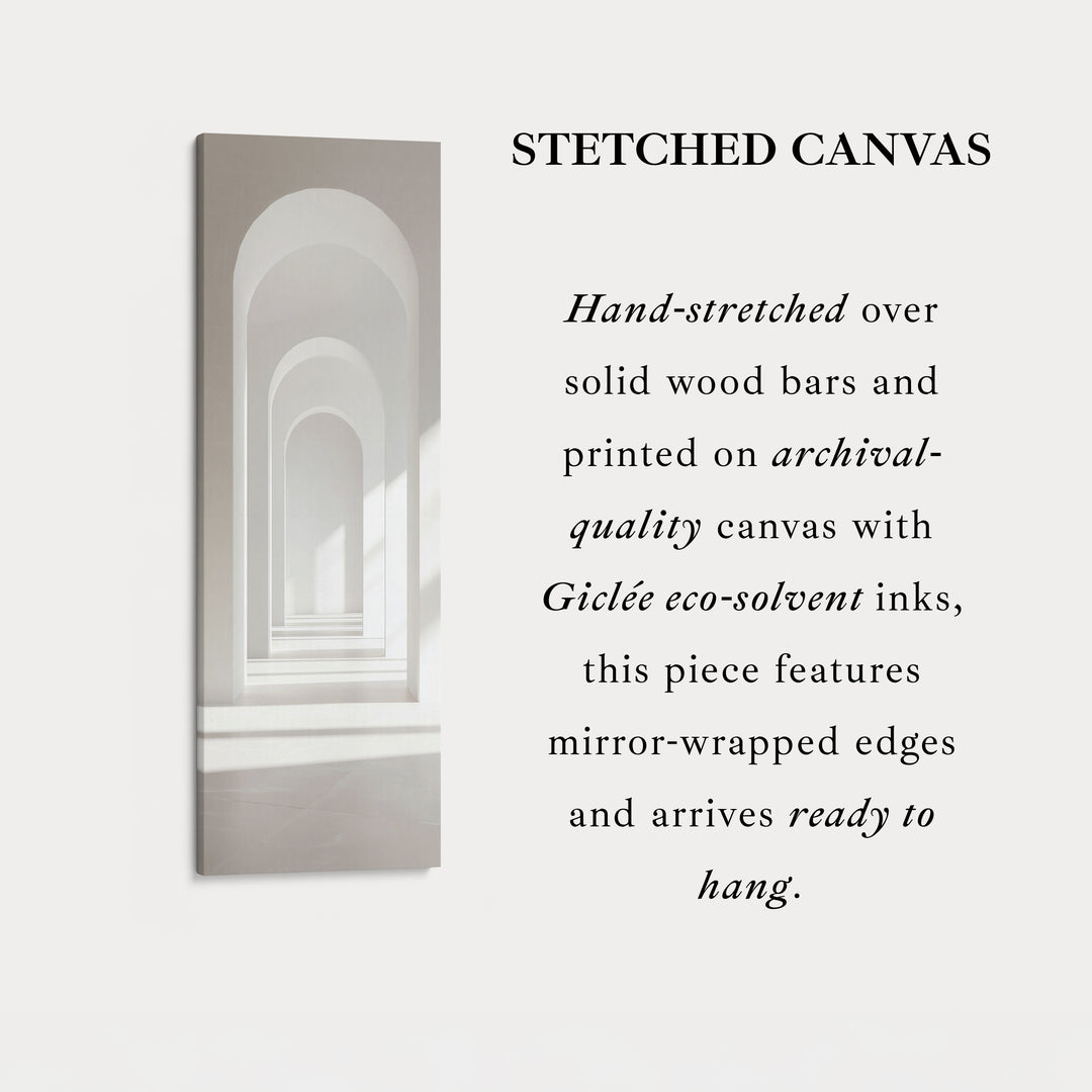 Minimalist White Arch Tall Vertical Framed Canvas Decor
