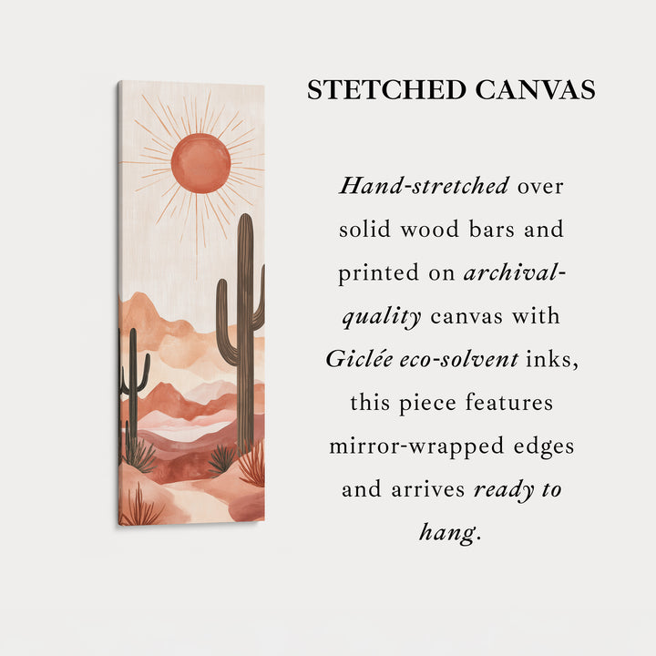 Long Tall Vertical Framed Canvas Wall Art Cacti Desert Landscape