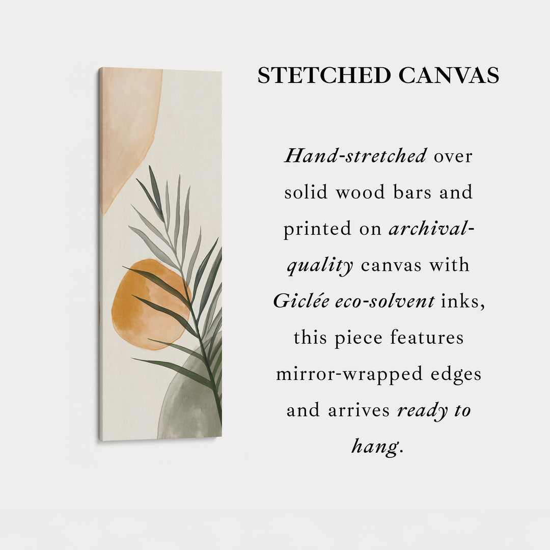 Vertical Beige & Green Botanical Abstract Long Framed Canvas