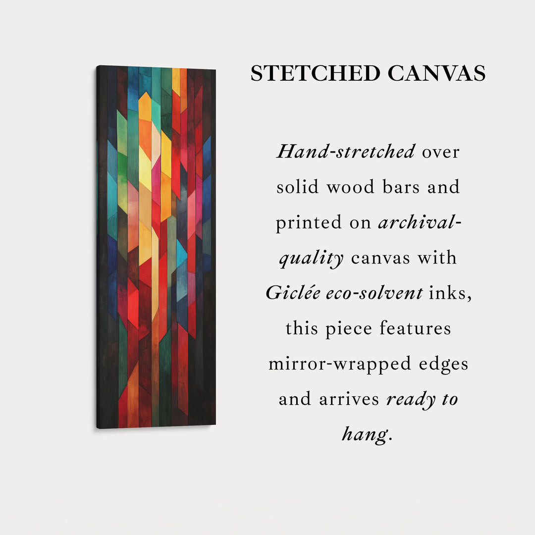 Geometric Colourful Abstract Tall Skinny Wall Decor Framed Canvas