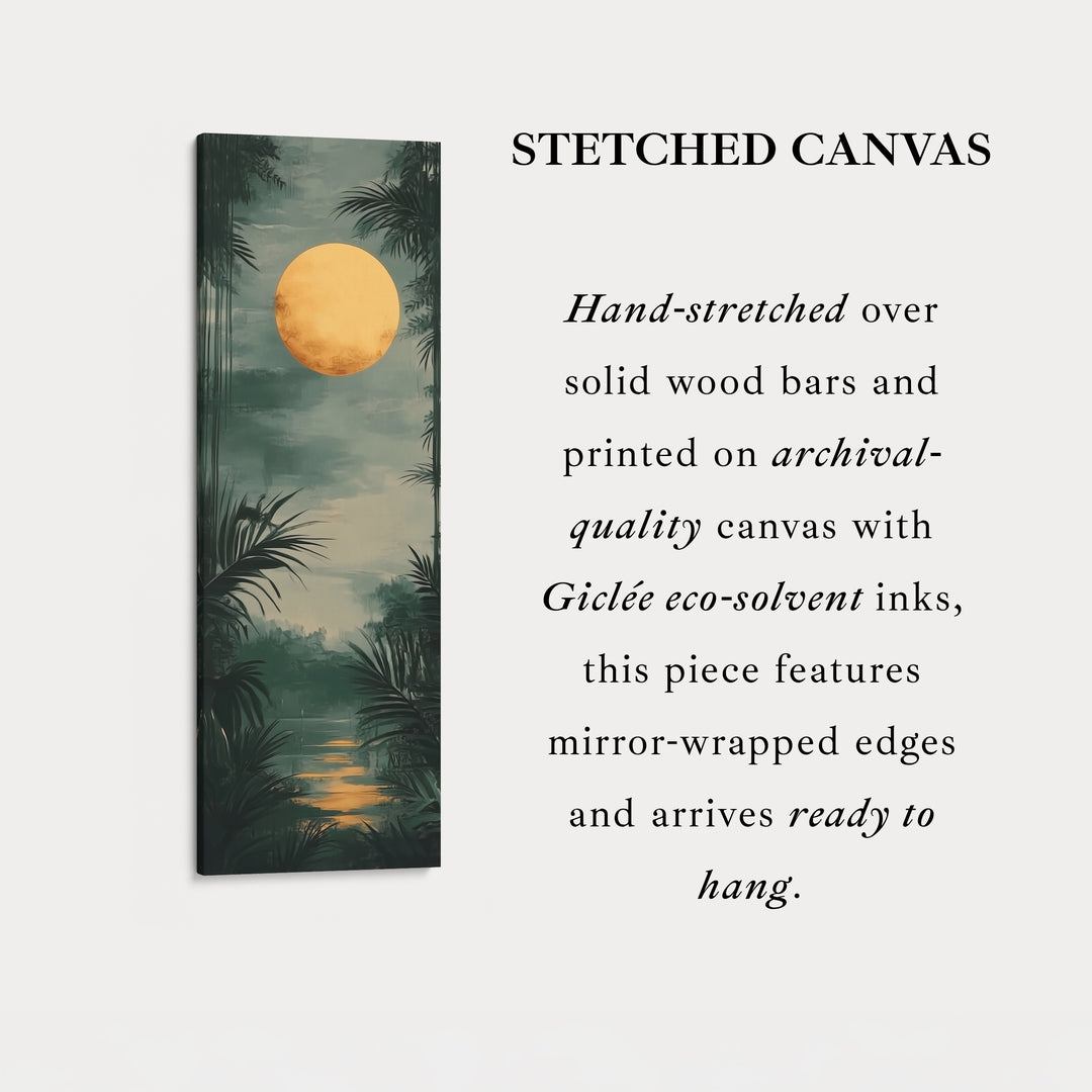 Golden Moon Long Living Room Framed Canvas Wall Decor