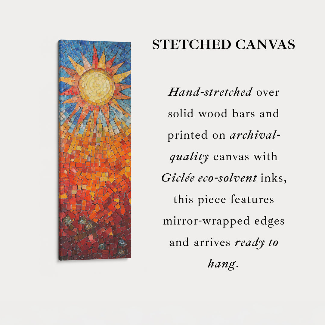 Mosaic Sun Burst Vertical Bedroom Wall Art Long & Narrow