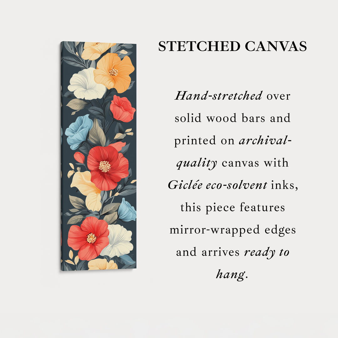 Décoration murale verticale florale rouge et jaune.