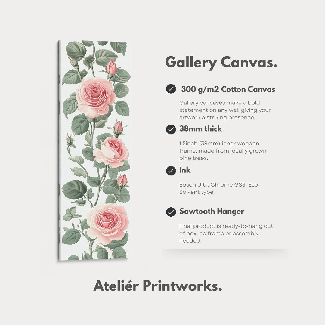 Vintage Pink Floral Tall Skinny Wall Art - V0238