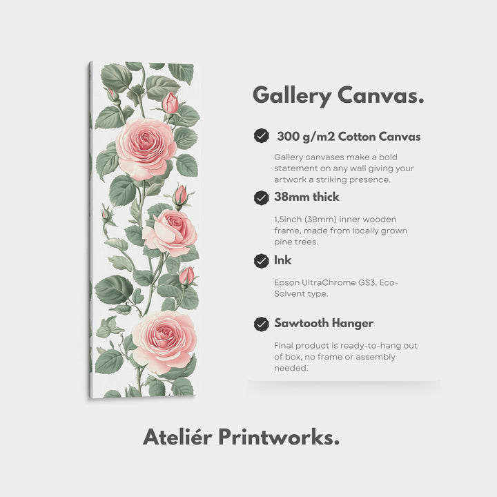 Vintage Pink Floral Tall Skinny Wall Art - V0238