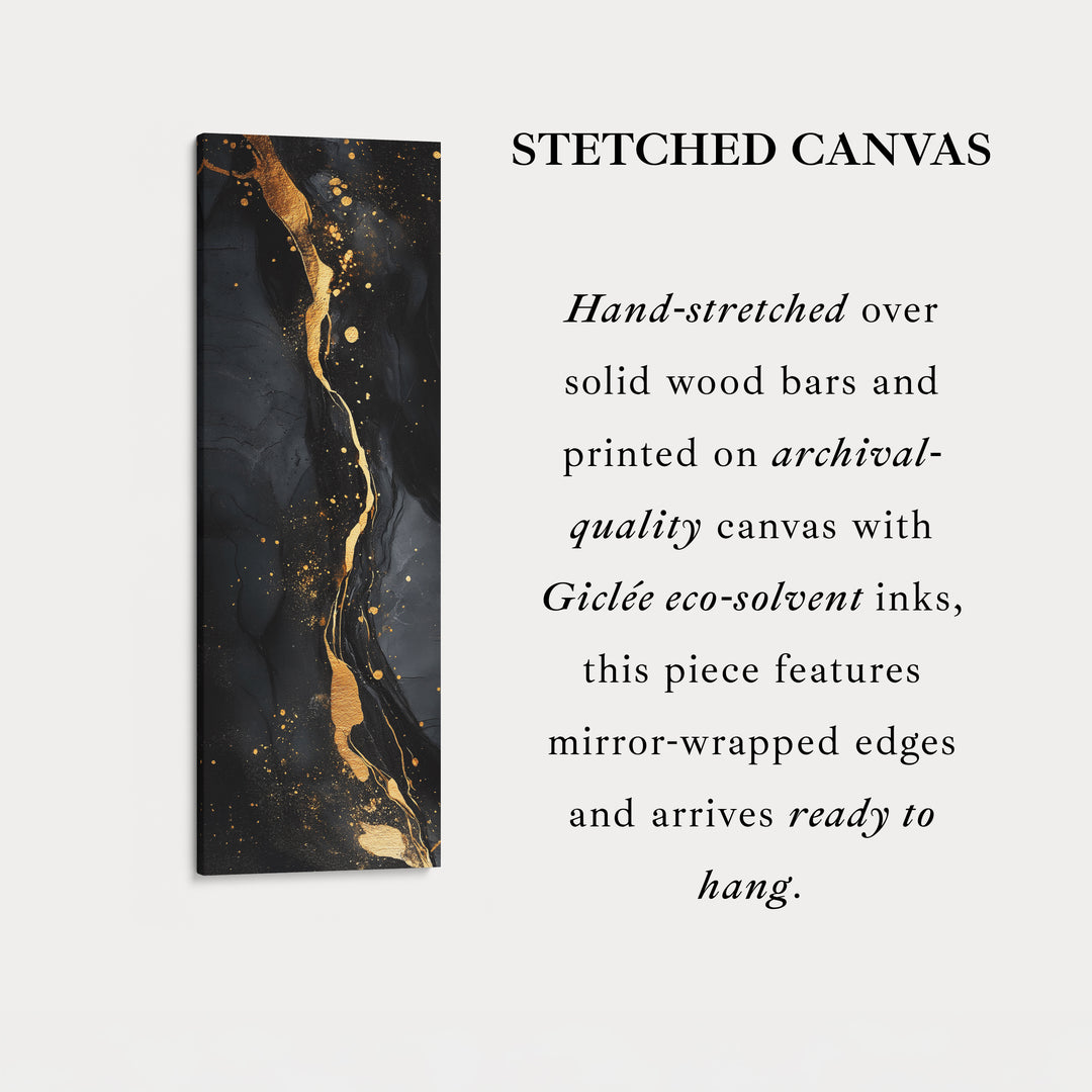 Vertical Bedroom Wall Art Gold & Black Abstract