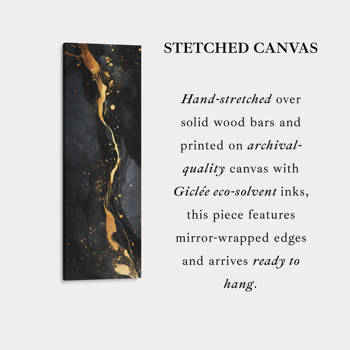 Vertical Bedroom Wall Art Gold & Black Abstract