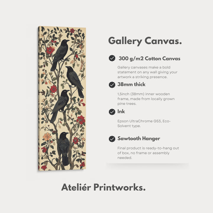 Black Ravens Vertical Long Wall Decor - V0247